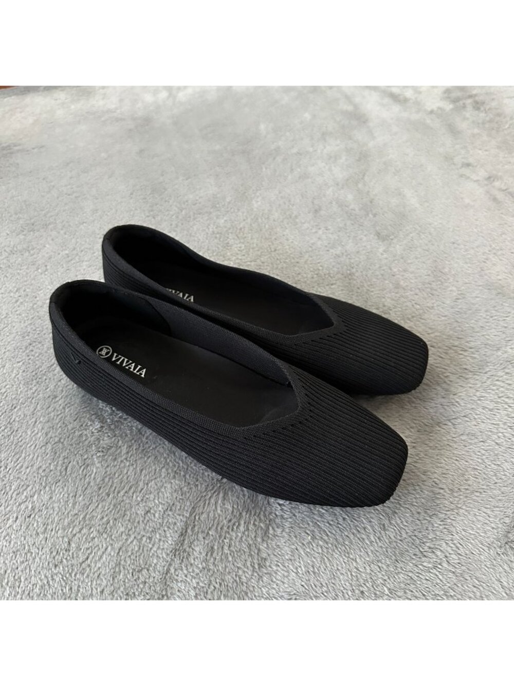 Vivaia Margot Black Square Toe Ballet Flats Shoes Women's size 40 US 9 Slip On